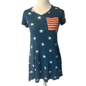 Tipsy Elves 4th of July Red White & Blue SummerDress with Stars & Stripes Print